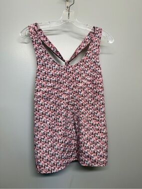 J. Crew Pink Multi Floral Print Tank Top Open Back Strappy Blouse